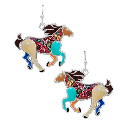 Art Paint Horse Earring