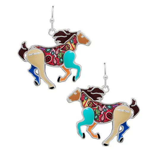 Art Paint Horse Earring