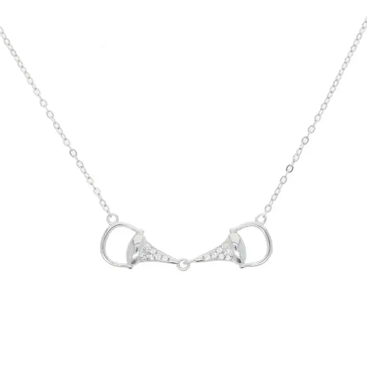 Sterling Silver & Cz Snaffle Bit Necklace