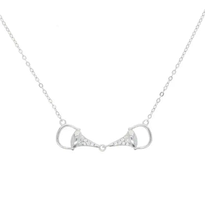 Sterling Silver & Cz Snaffle Bit Necklace