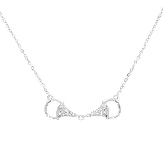 Sterling Silver & Cz Snaffle Bit Necklace