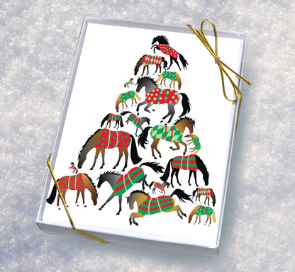 Horse Boxed Christmas Cards / Tree of Blankets / 8 Holiday