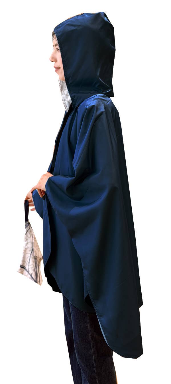 Navy Zaffre Horse and Chain Reversible Rain Cape