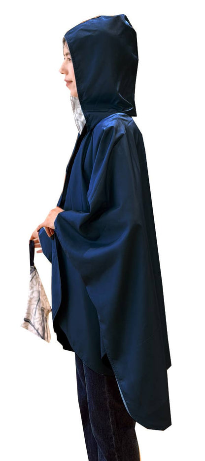 Navy Zaffre Horse and Chain Reversible Rain Cape