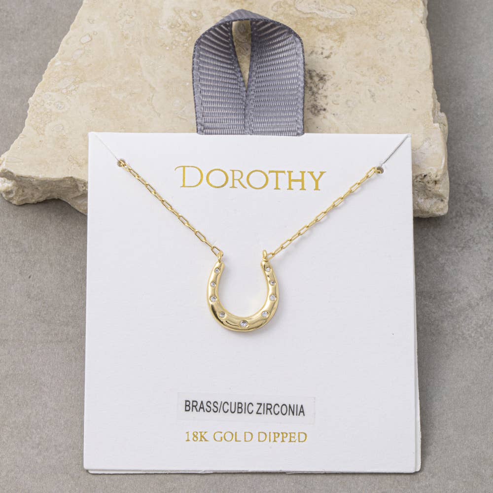 Cz Horseshoe Paperclip Chain Necklace