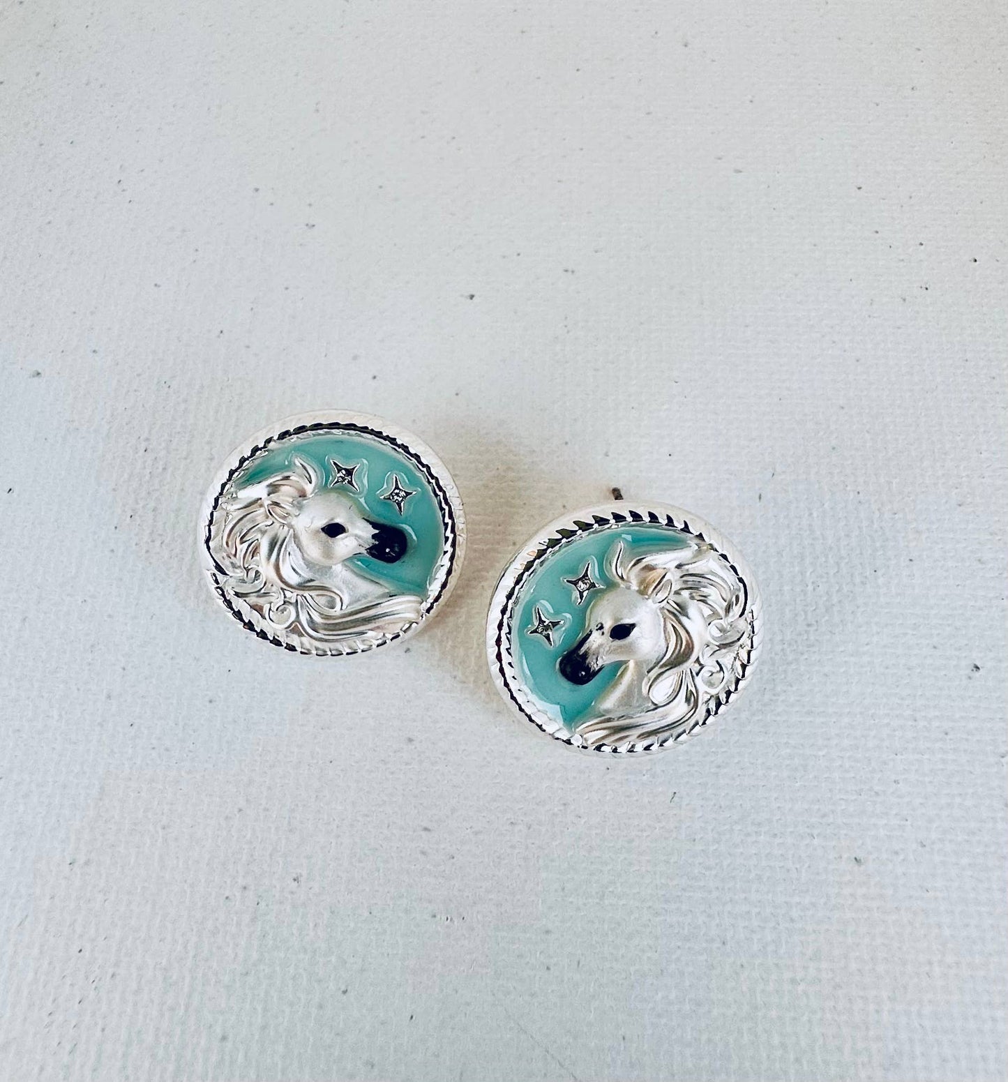 Arabian horse face Disk Earrings POST / Jewelry