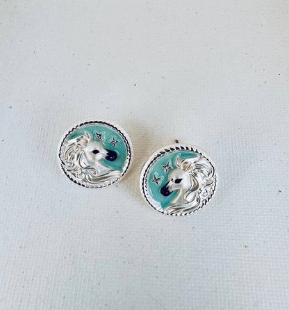 Arabian horse face Disk Earrings POST / Jewelry