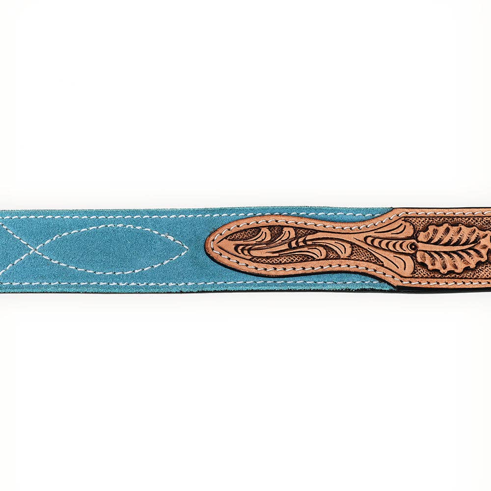 Hand Tooled Genuine American Suede Leather Belt Unisex
