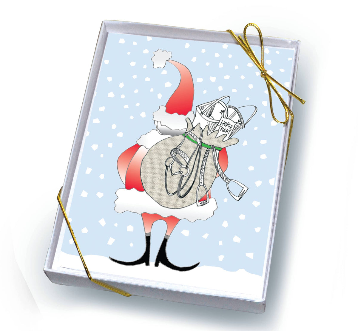 Horse Boxed Christmas Cards | Tack Filled Bag | 8 Holiday