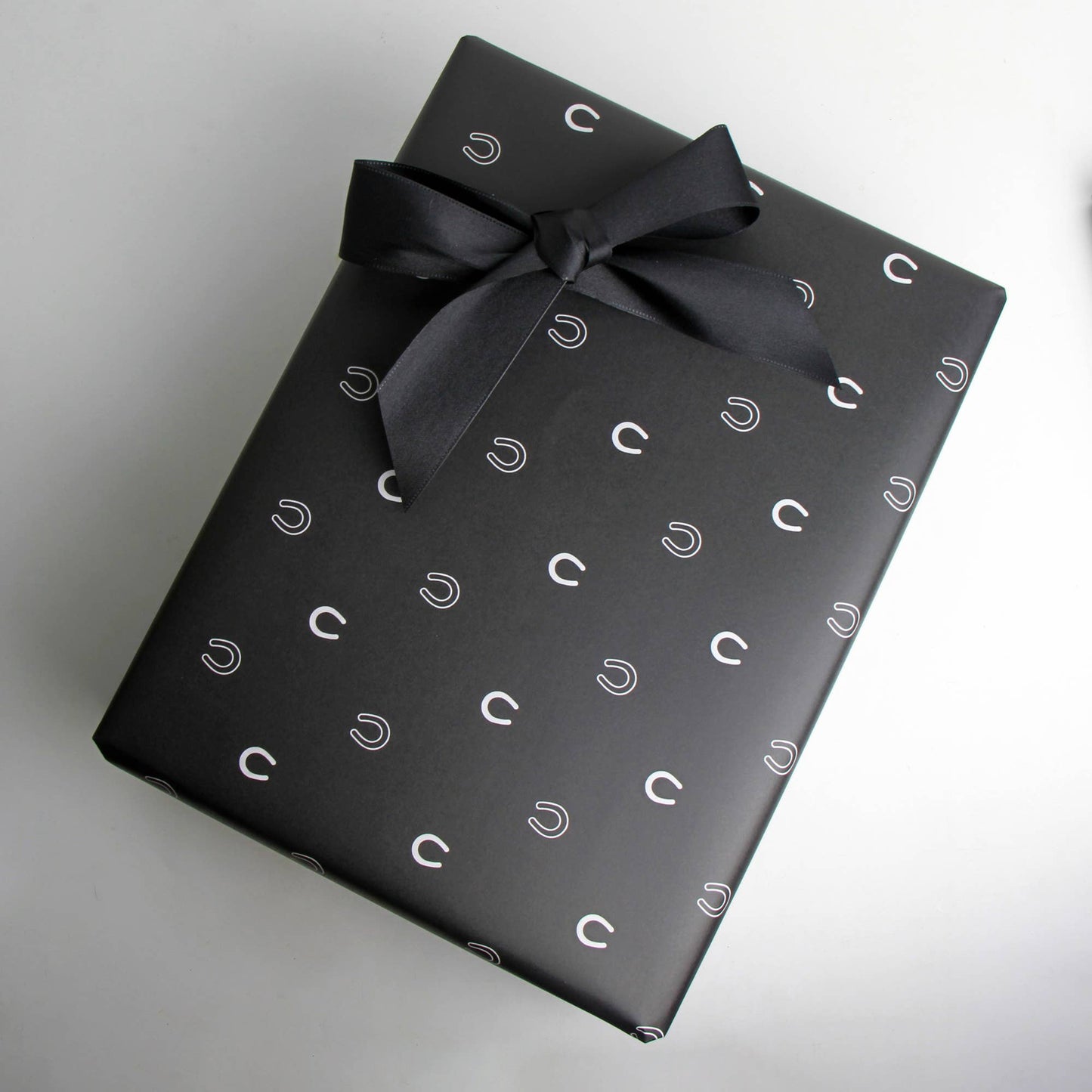 Lucky Slate Equestrian Horseshoe Gift Wrap Paper in Roll