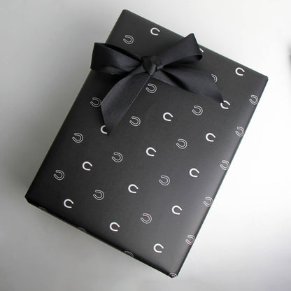 Lucky Slate Equestrian Horseshoe Gift Wrap Paper in Roll
