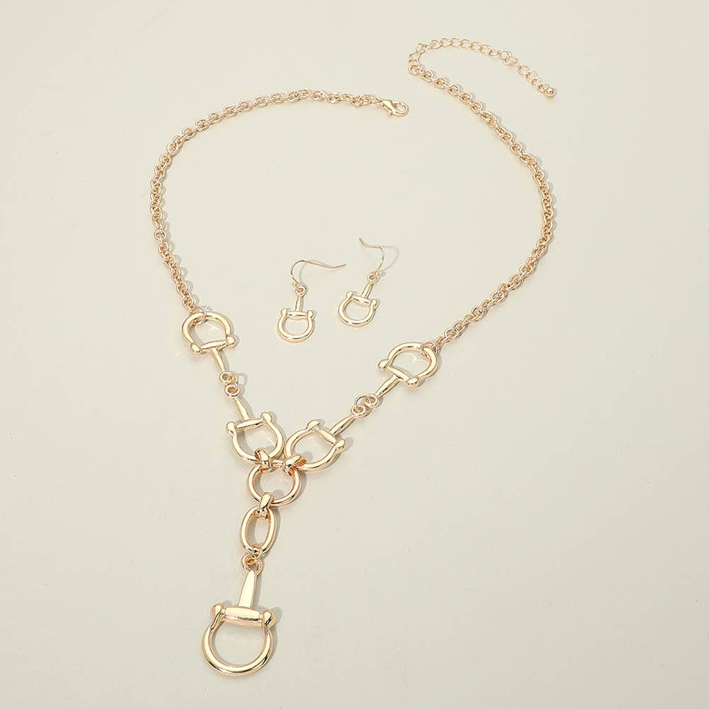 Metal Equestrian Horseshoe Link Necklace