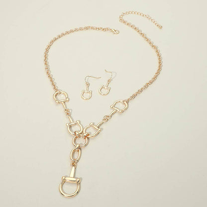 Metal Equestrian Horseshoe Link Necklace