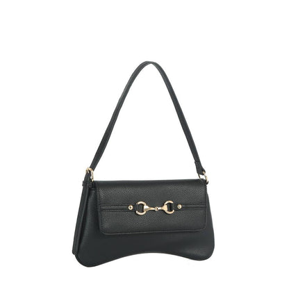 Horsebit Curved Baguette Shoulder Bag