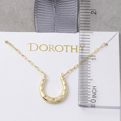 Cz Horseshoe Paperclip Chain Necklace