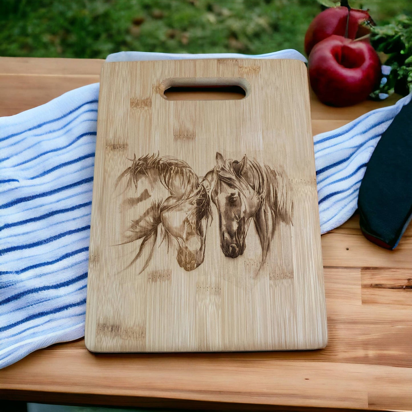 Horse friends Beautiful Bamboo Cutting Board!