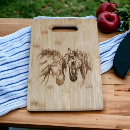 Horse friends Beautiful Bamboo Cutting Board!