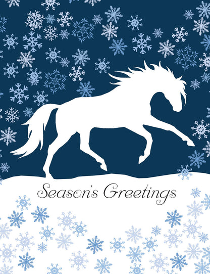 Horse Boxed Christmas Cards | White Cantering | 8 Holiday