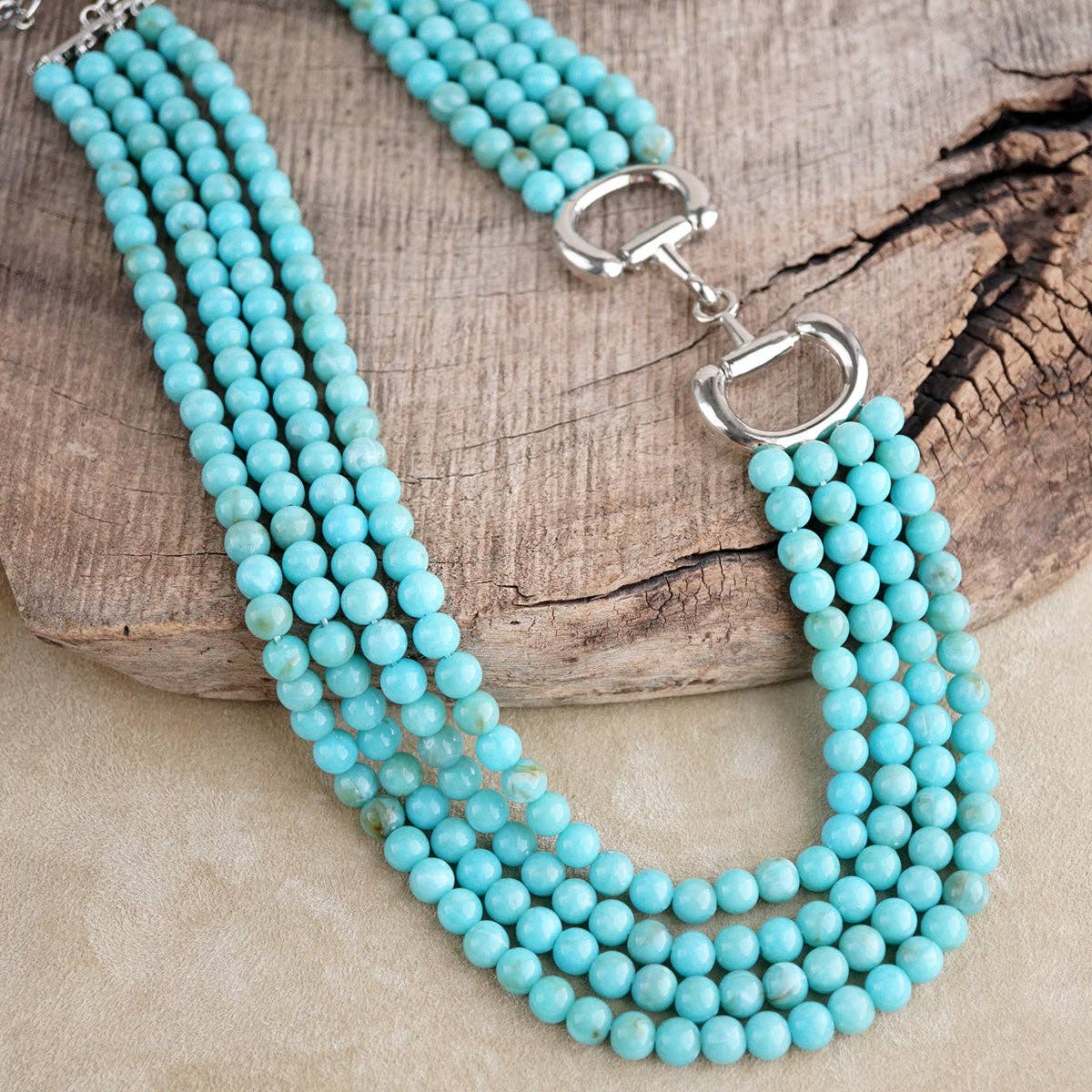 Polished Rider – Multi-Strand Acrylic Bead Horse Bit Necklace