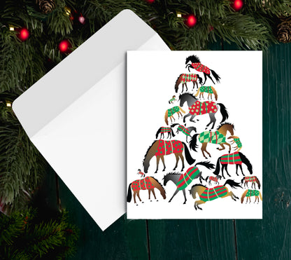 Horse Boxed Christmas Cards / Tree of Blankets / 8 Holiday
