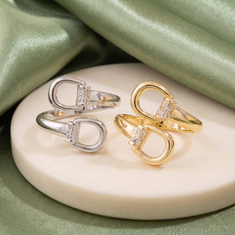 Cz Stirrup Bypass Adjustable Ring
