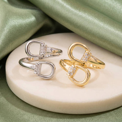 Cz Stirrup Bypass Adjustable Ring