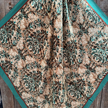 35X35" Emerald and Tan Floral Wild Rag / Scarf WR3448