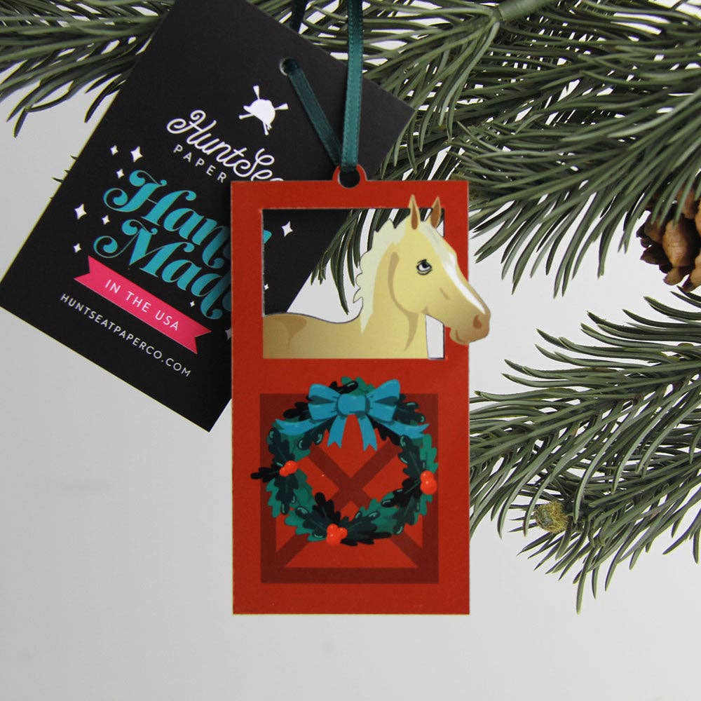 Hunt Seat Paper Palomino Horse Barn Door Ornament