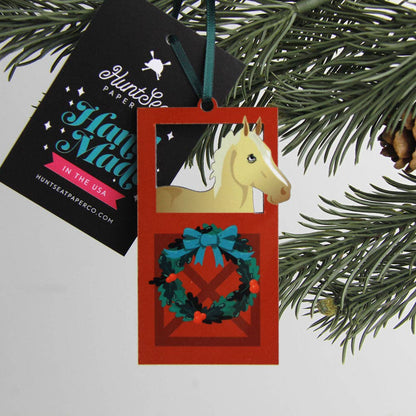 Hunt Seat Paper Palomino Horse Barn Door Ornament