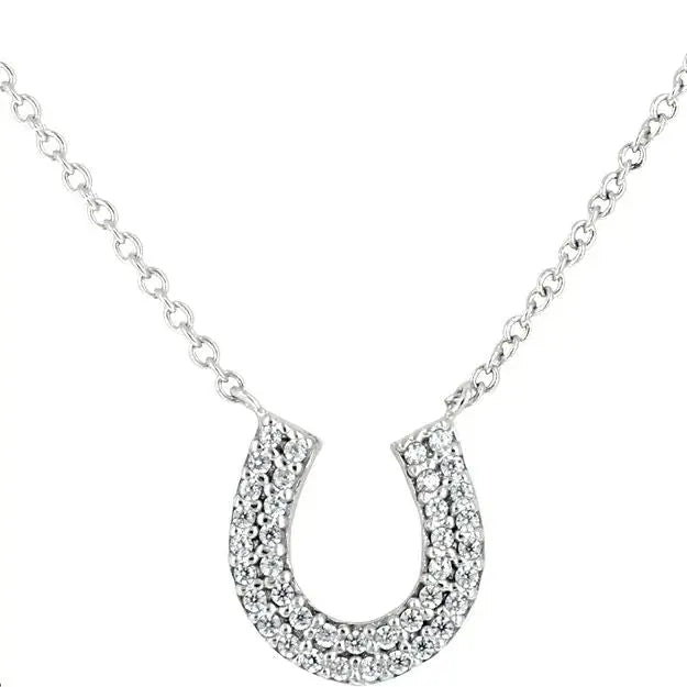 AWST Rhodium & Cz Horseshoe Necklace