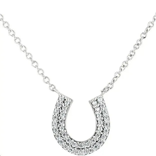 AWST Rhodium & Cz Horseshoe Necklace