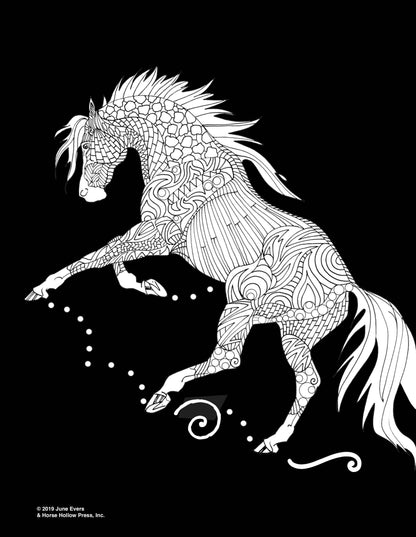 Pretty Horses Kit / 6 Drawings to Color / 24-Colored Pencils
