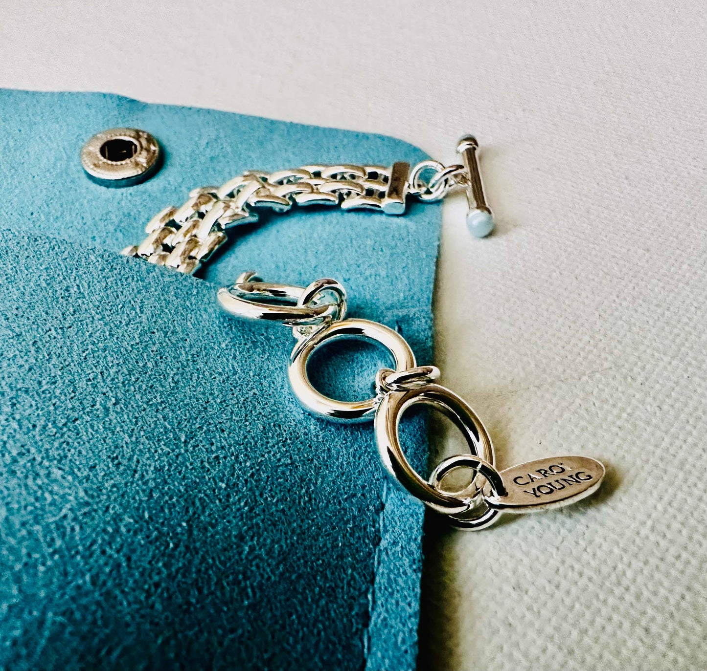 Bold Western Saddle Stirrup Bracelet/Aqua stone w/toggle