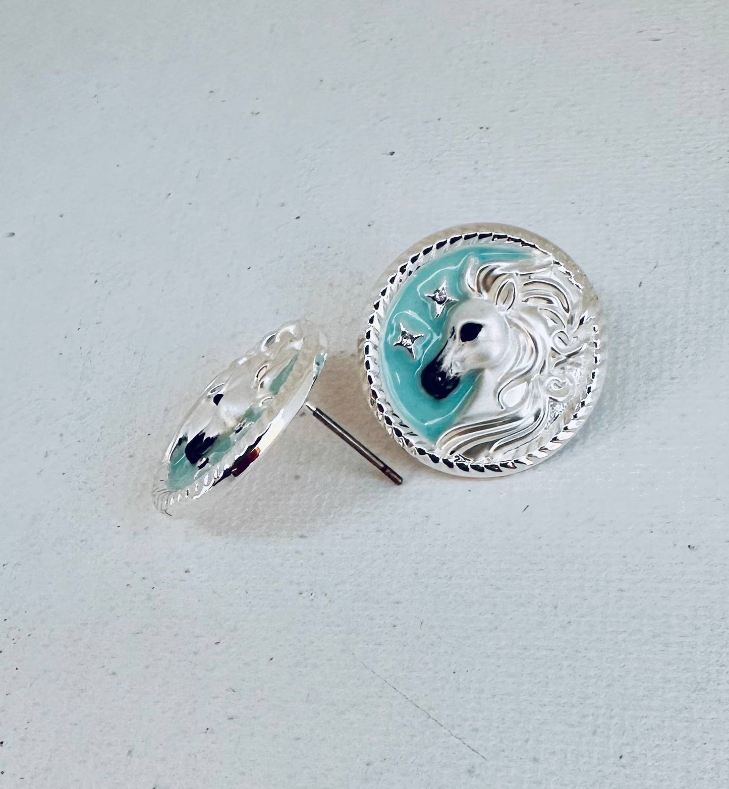 Arabian horse face Disk Earrings POST / Jewelry