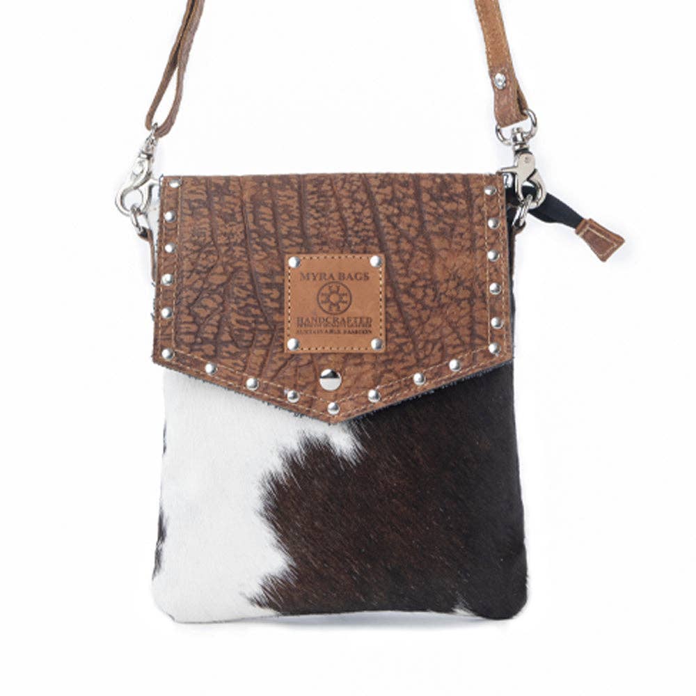 Myra Rustler Bend Canvas & Hairon Bag in Brindle Chestnut