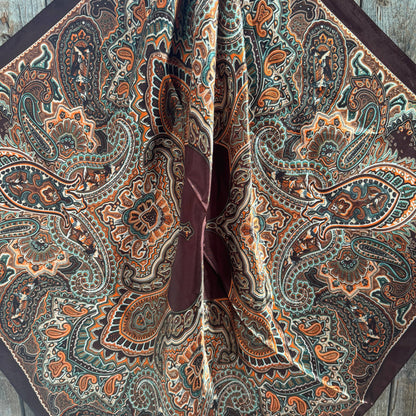 35X35" Brown and Orange Paisley Wild Rag / Scarf WR3452
