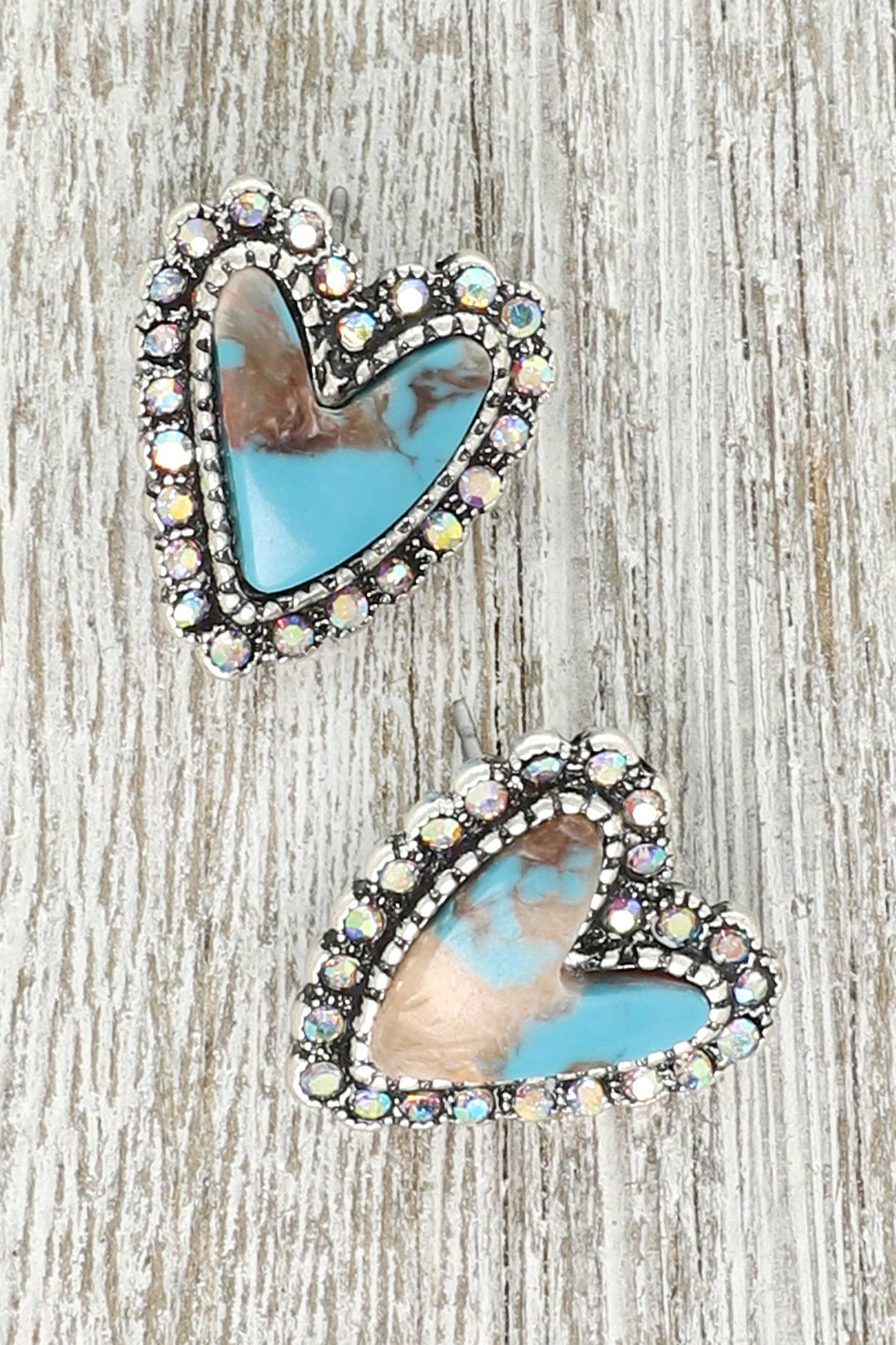 Western Turquoise Heart Shaped Drop Earrings