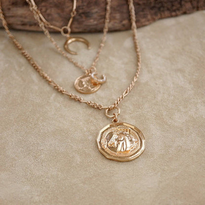 Moonlit Rider – Layered Horse Coin Necklace