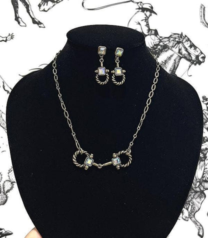 Rope Horsebit Necklace Earring Set
