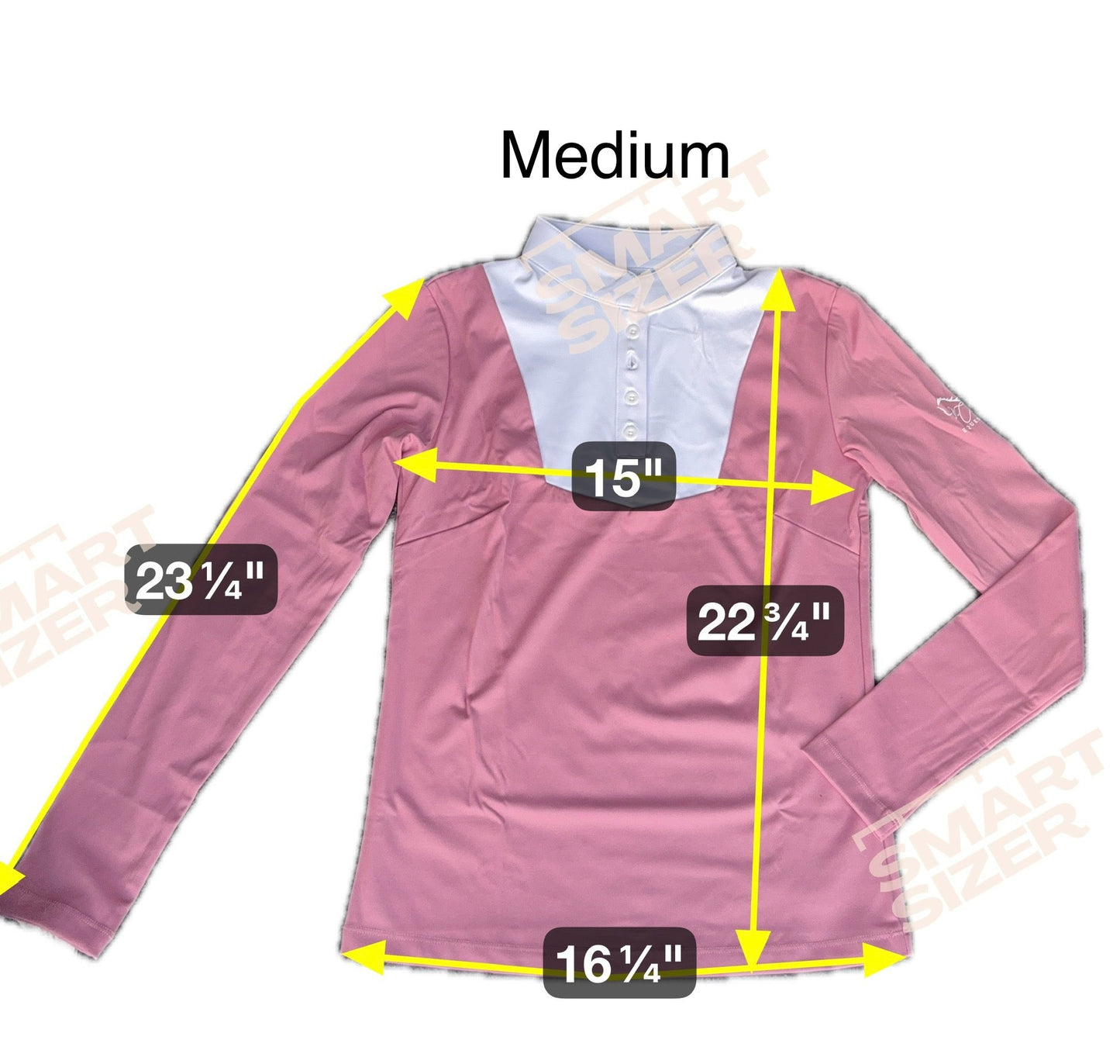 Pink and white equestrian two tone long sleeve show shirt