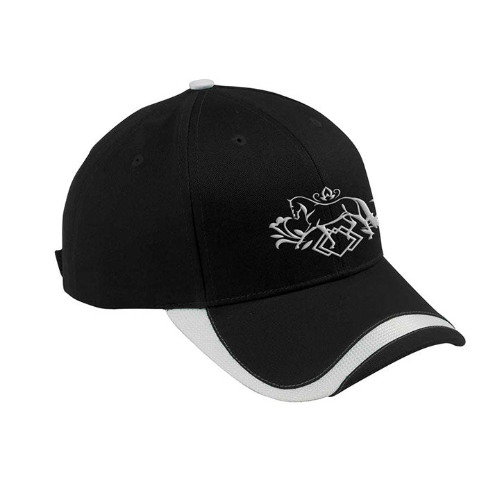 Floral Wave Trotting Dressage Horse Ball Cap Hat Black