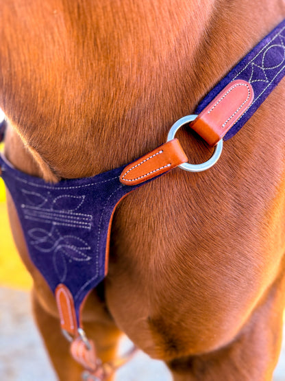 Berry Purple Suede Bootstitch Breast Collar