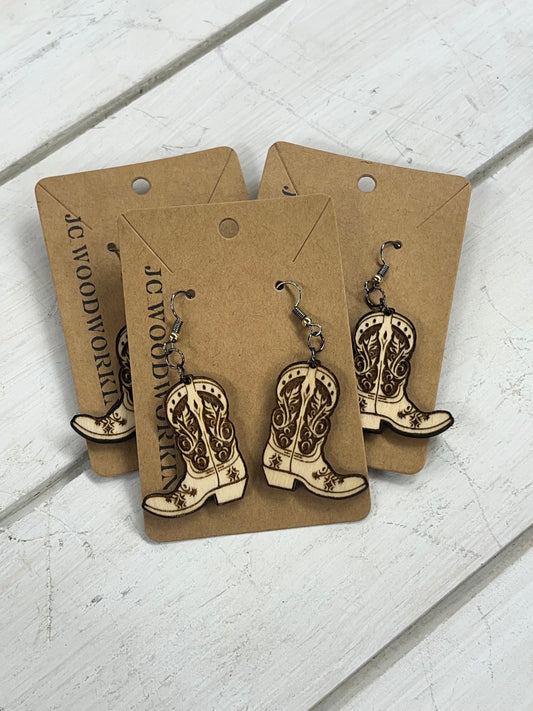 JC Woodworking Western Boot Dangle Earrings