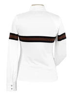 Cambridge Ladies Long Sleeve Show Shirt - White with Black & Chocolate
