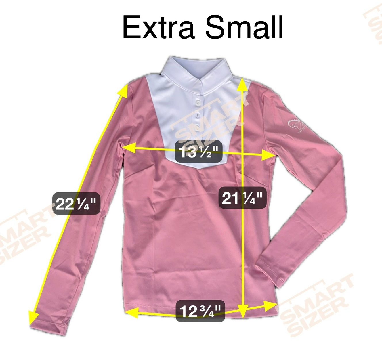 Pink and white equestrian two tone long sleeve show shirt