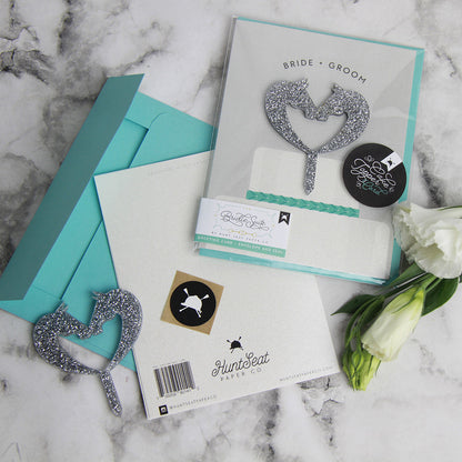 Bride + Groom Cake Topper Card