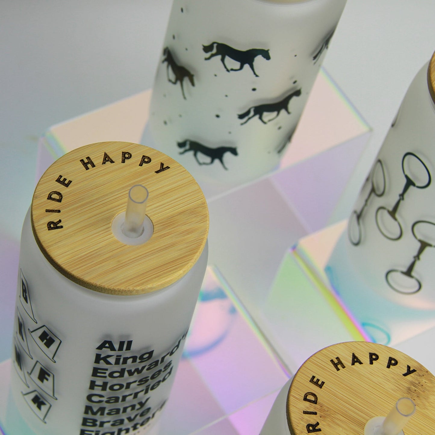 Snaffle Bit Glass Tumbler with Bamboo Lid and Straw