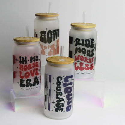 Liquid Courage Glass Tumbler with Bamboo Lid and Straw