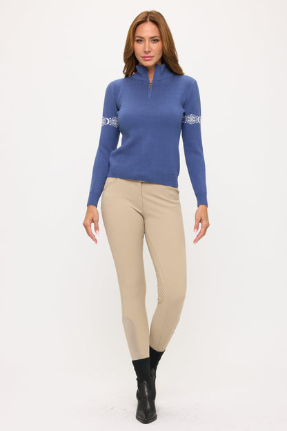 Dancing Equestrian Catching Snowflakes - Indigo Knit