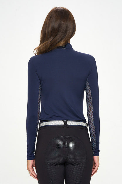 Signature Dancing Equestrian Sunshirt - Navy/Silver
